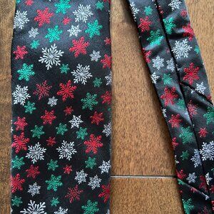 Holiday Traditions Hallmark Men Neck Ties Black Snowflake Print Christmas - NEW